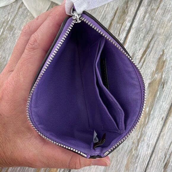 Corner Zip Wristlet In Signature Canvas Silver Iris Wallet Bag Purse - Picture 5 of 10